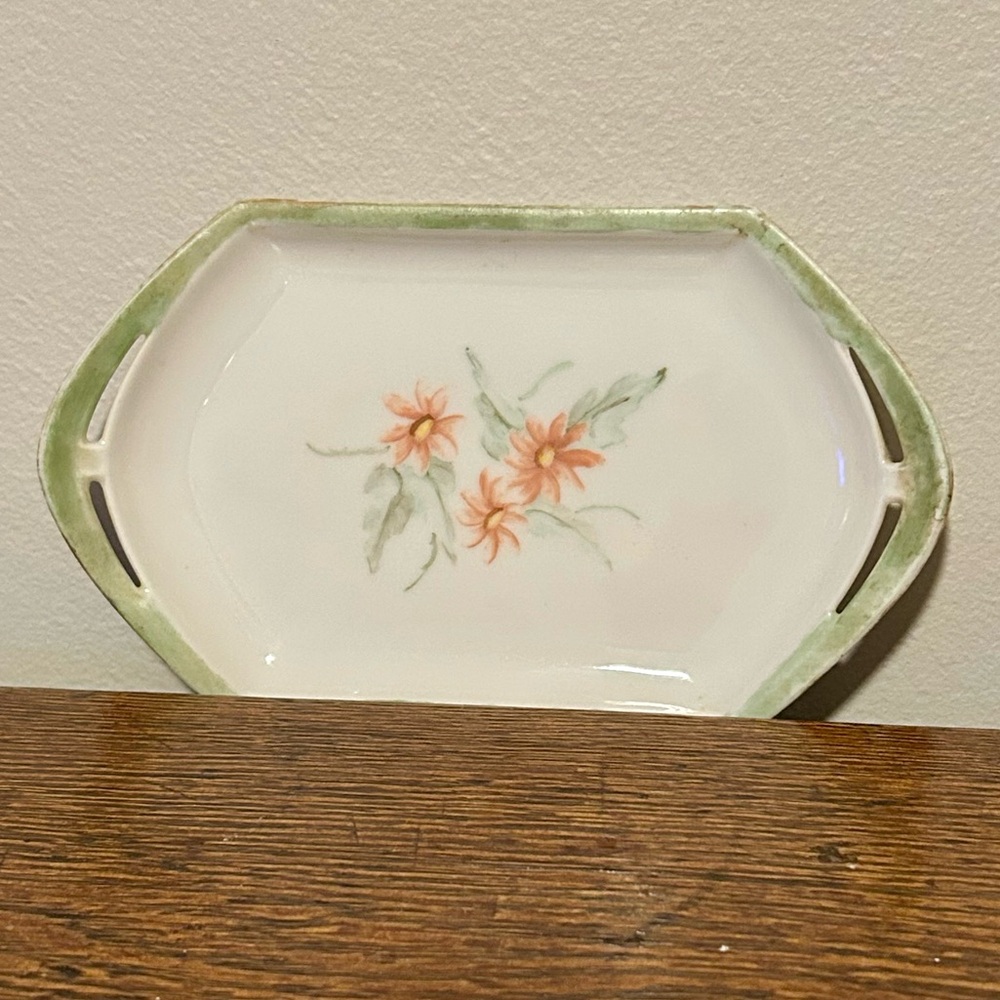 Antique MZ Austria Floral Trinket Dish Made By Moritz Zdekauer Factory 1884-1909